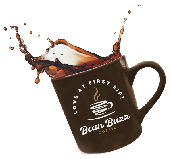 coffee cup with bean buzz coffee logo